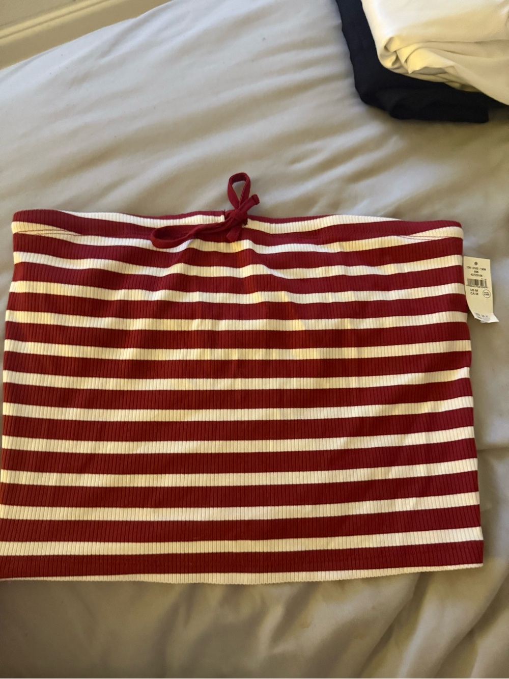 aerie Red Ribbed Tube Top with Front Tie
